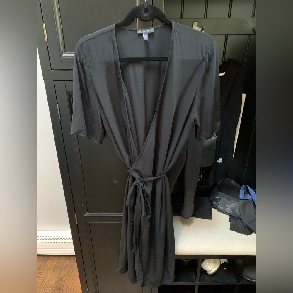 Eileen Fisher Black Wrap Around Dress size 8